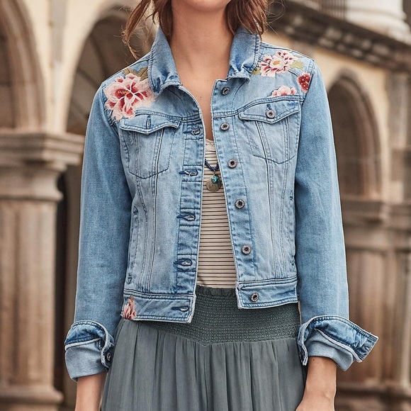 EUC Sundance Posie Canyon Denim Embroidered Jacket Size Large - Picture 1 of 10